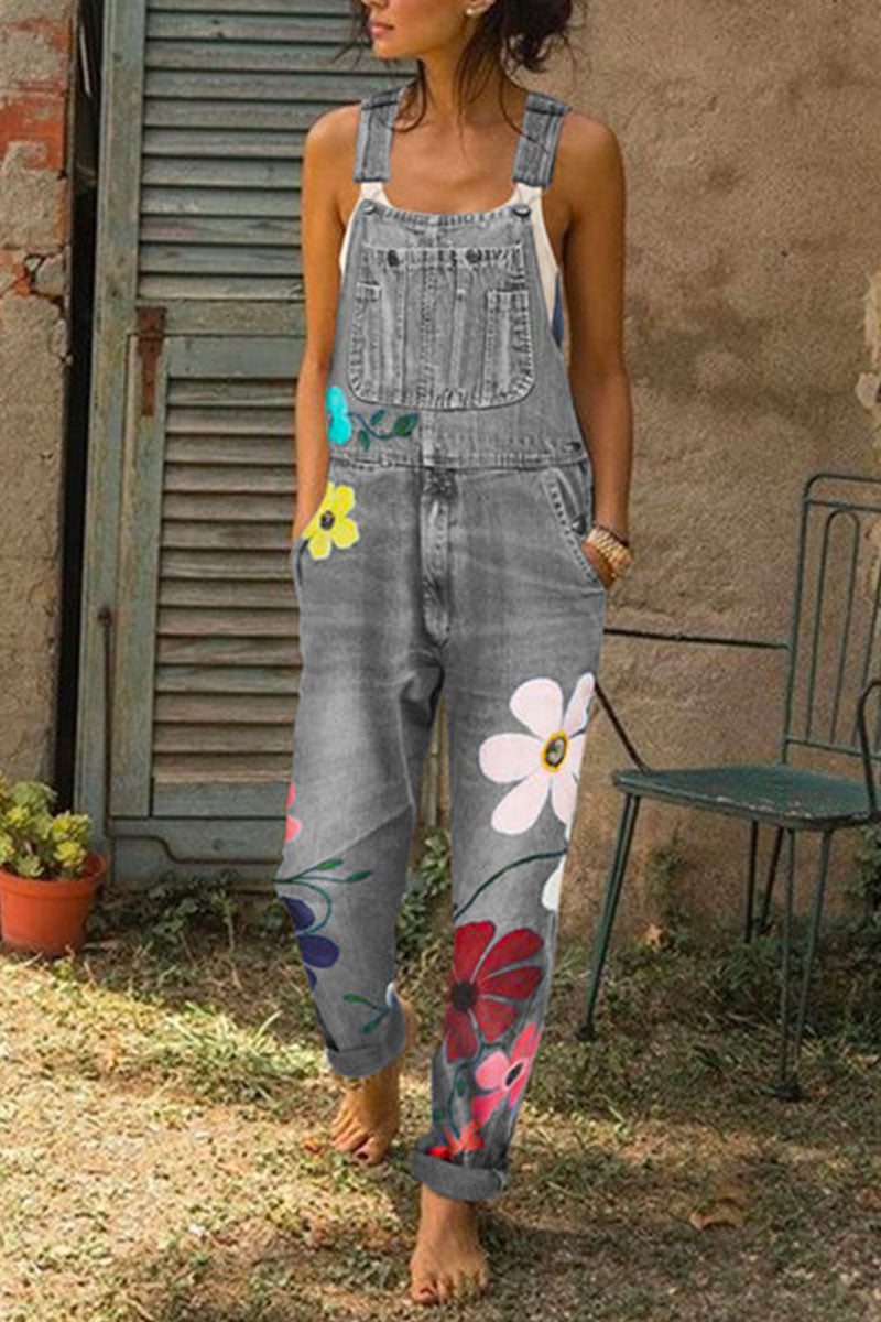 Fashion Street Print Patchwork Loose Denim(5 Colors) - Fashionpara