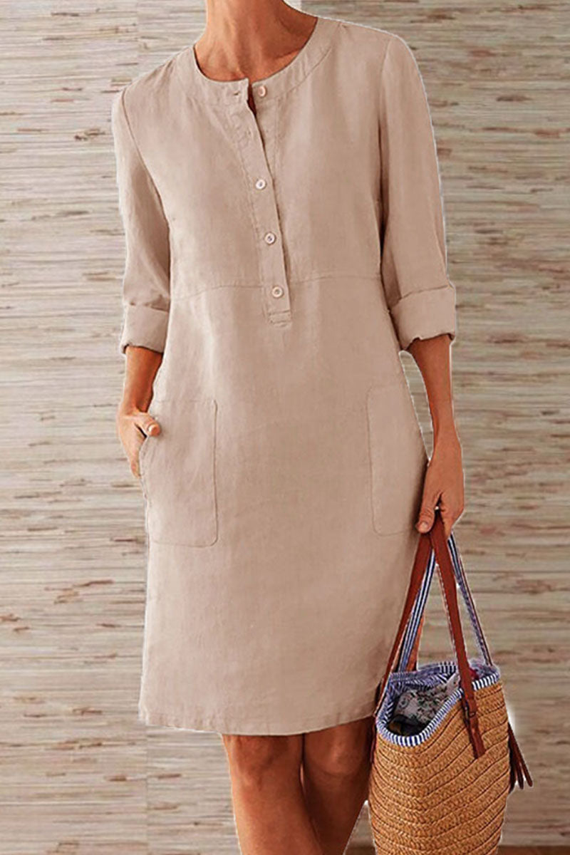 Fashion Street Solid O Neck A Line Dresses - Fashionpara