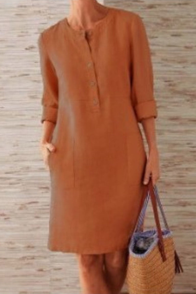 Fashion Street Solid O Neck A Line Dresses - Fashionpara