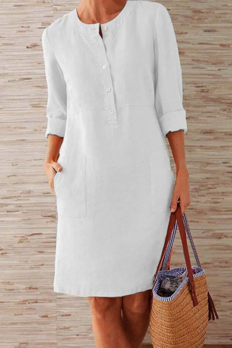 Fashion Street Solid O Neck A Line Dresses - Fashionpara