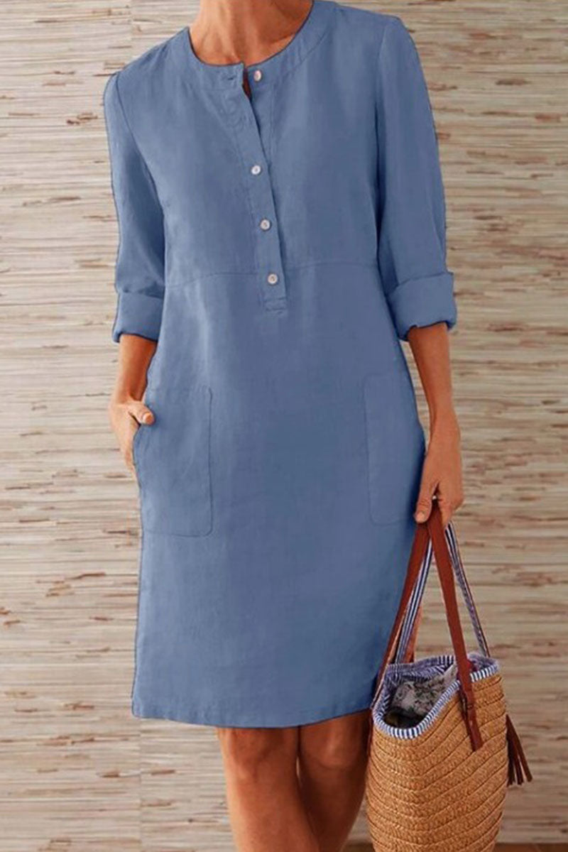 Fashion Street Solid O Neck A Line Dresses - Fashionpara