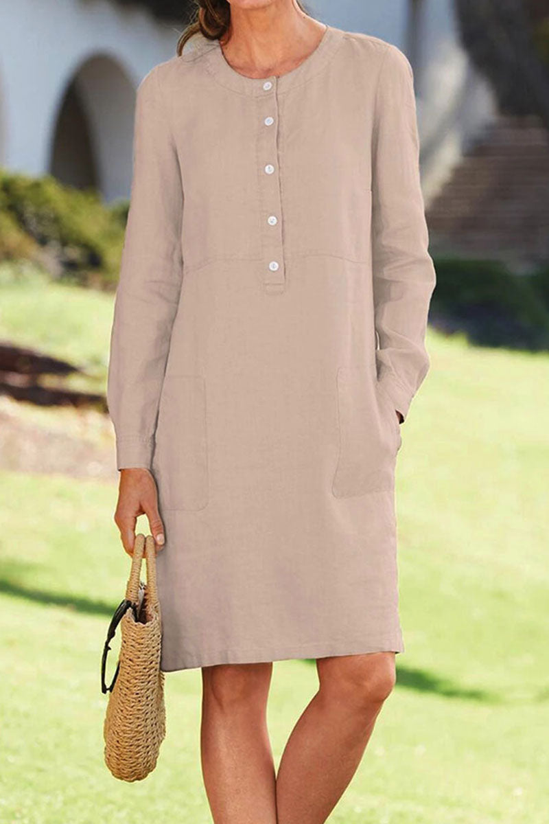 Fashion Street Solid O Neck A Line Dresses - Fashionpara