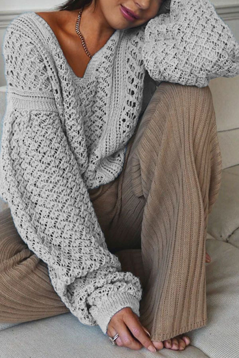 Fashion Street Solid V Neck Sweaters(5 Colors) - Fashionpara