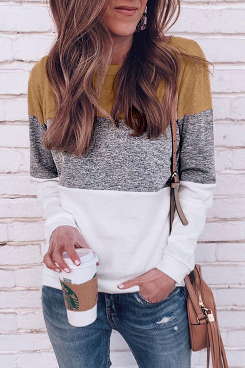 Florcoo Work Daily Solid Patchwork O Neck Sweater, 5 Colors