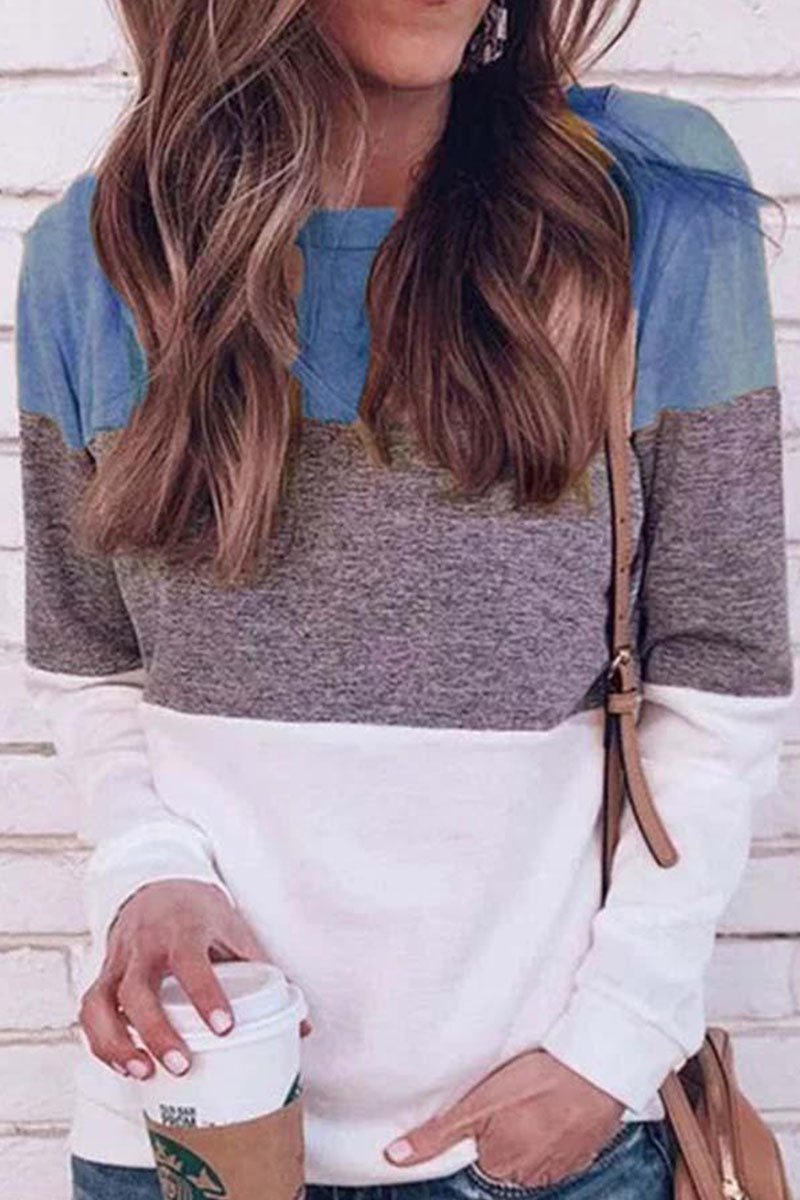 Florcoo Work Daily Solid Patchwork O Neck Sweater, 5 Colors