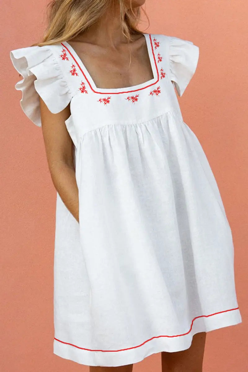 Fashion Casual Print Patchwork Square Collar Princess Dresses(4 Colors) Fashionpara