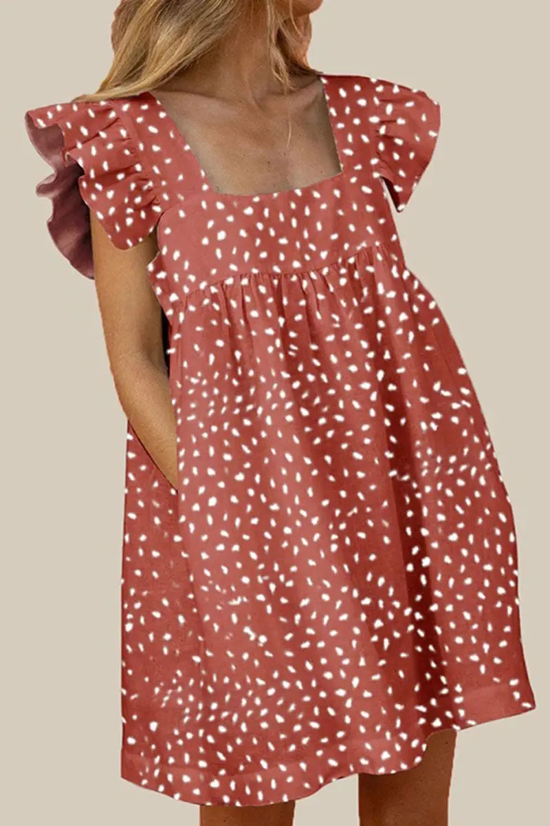 Fashion Casual Print Patchwork Square Collar Princess Dresses(4 Colors) Fashionpara