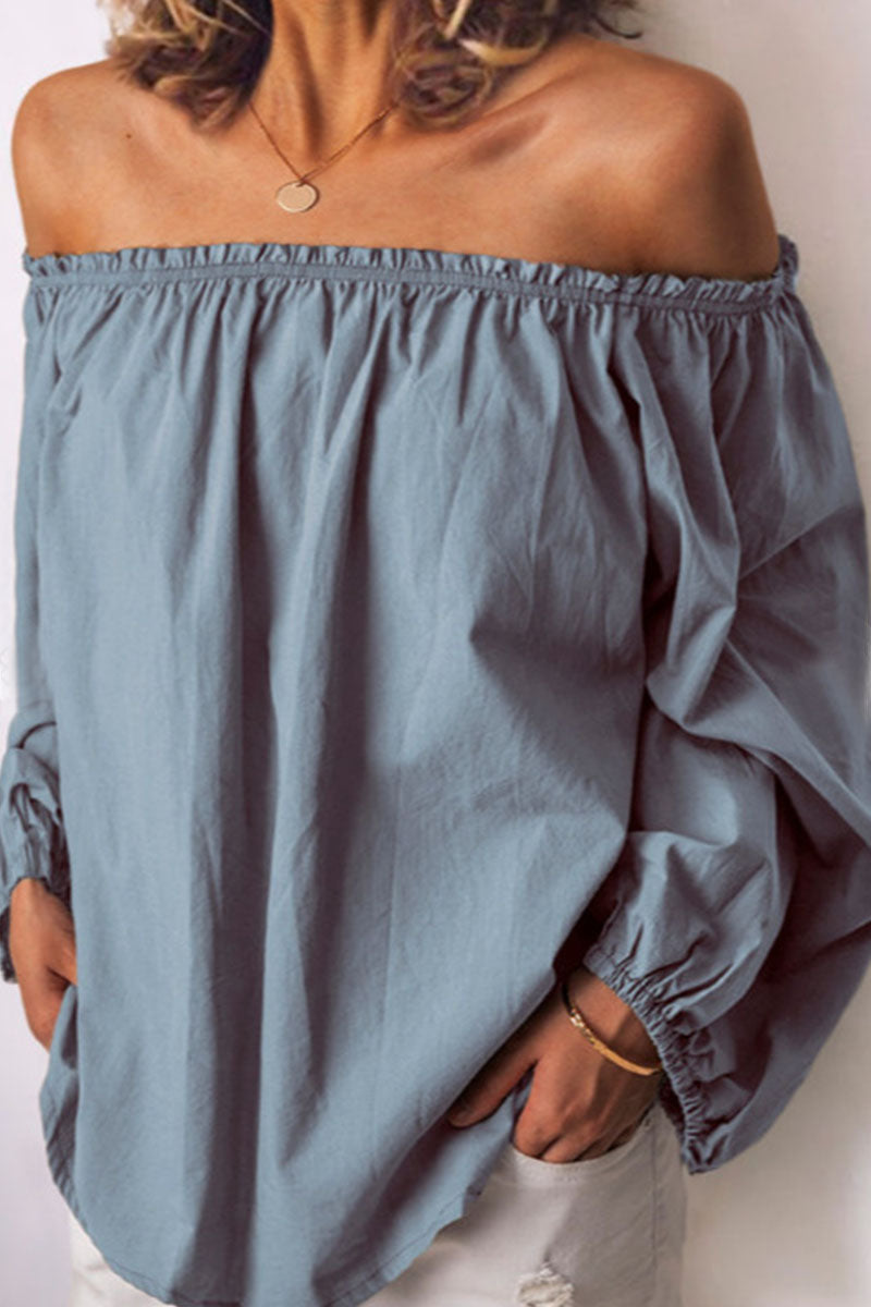 Fashion Casual Solid Patchwork Off the Shoulder Tops - Fashionpara