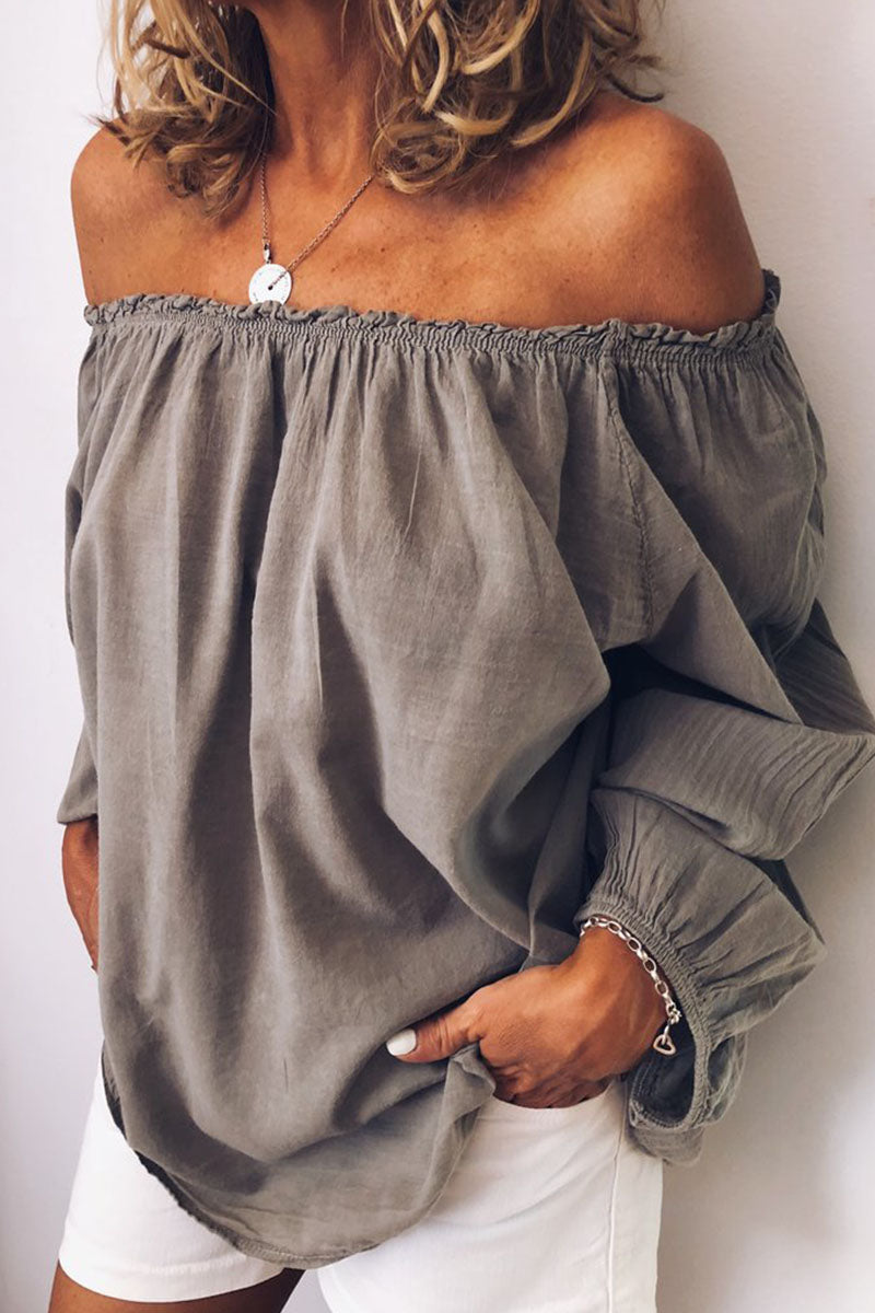 Fashion Casual Solid Patchwork Off the Shoulder Tops - Fashionpara