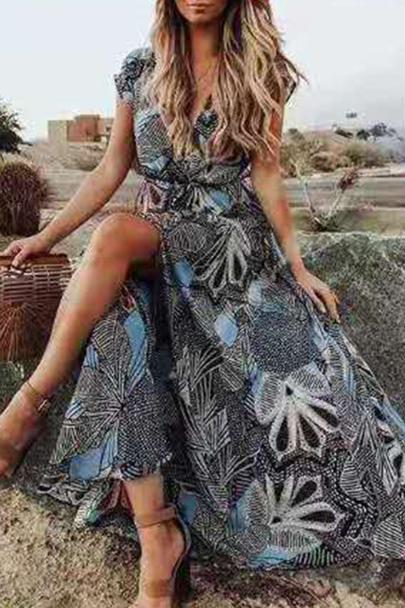 Fashion Print V Neck Printed Dress Dresses Fashionpara