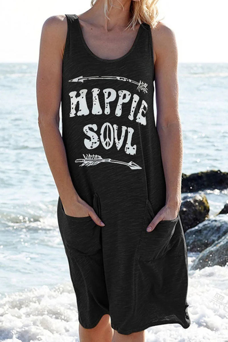 Fashion Casual Print Letter O Neck Straight Dresses Fashionpara