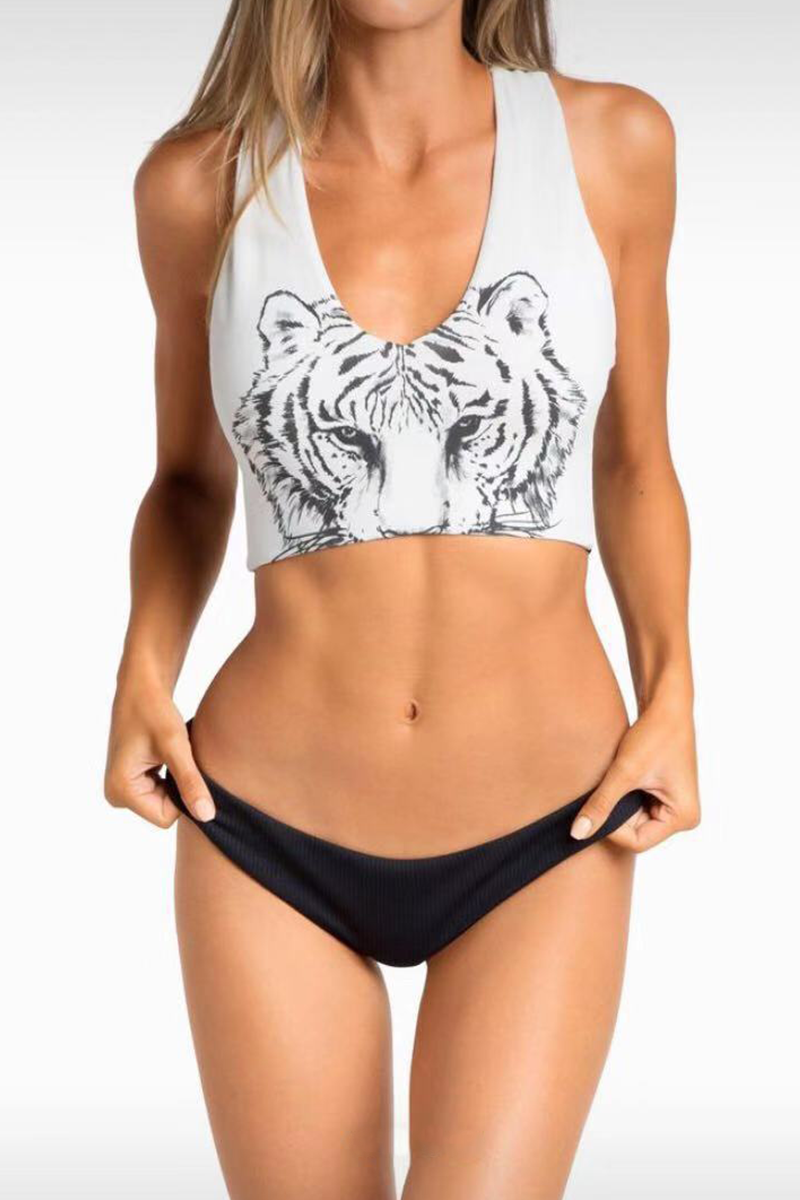 Casual Vacation Animal Print Swimwears