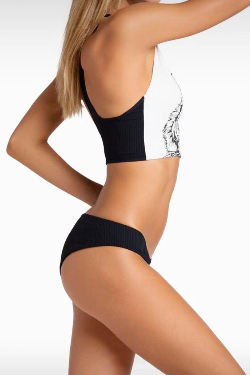 Casual Vacation Animal Print Swimwears