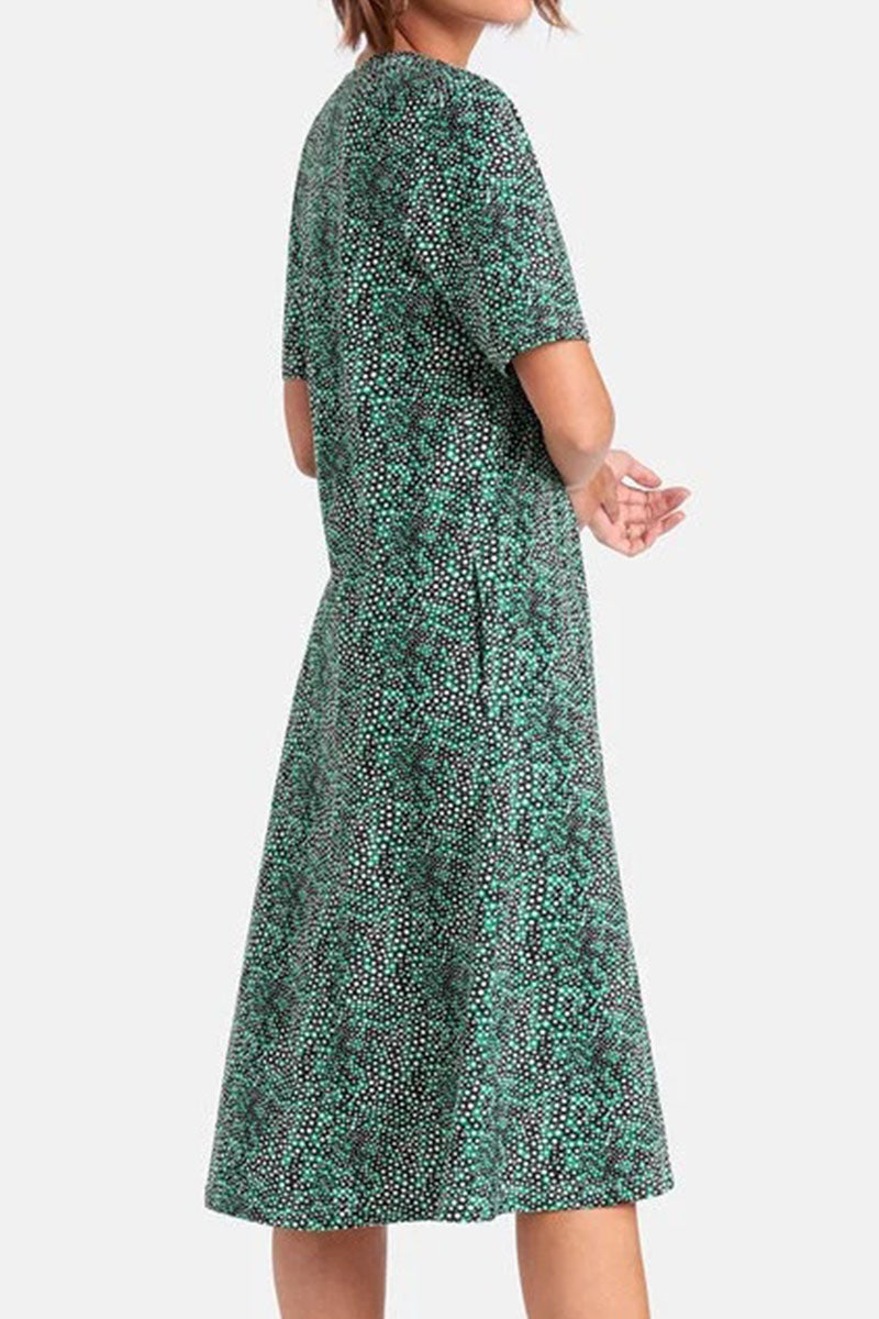 Fashion Street Print Patchwork O Neck A Line Dresses