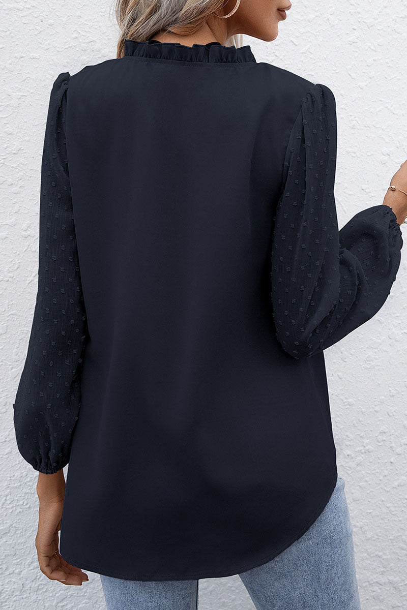 Fashion Casual Solid Patchwork V Neck Tops(3 colors) - Fashionpara