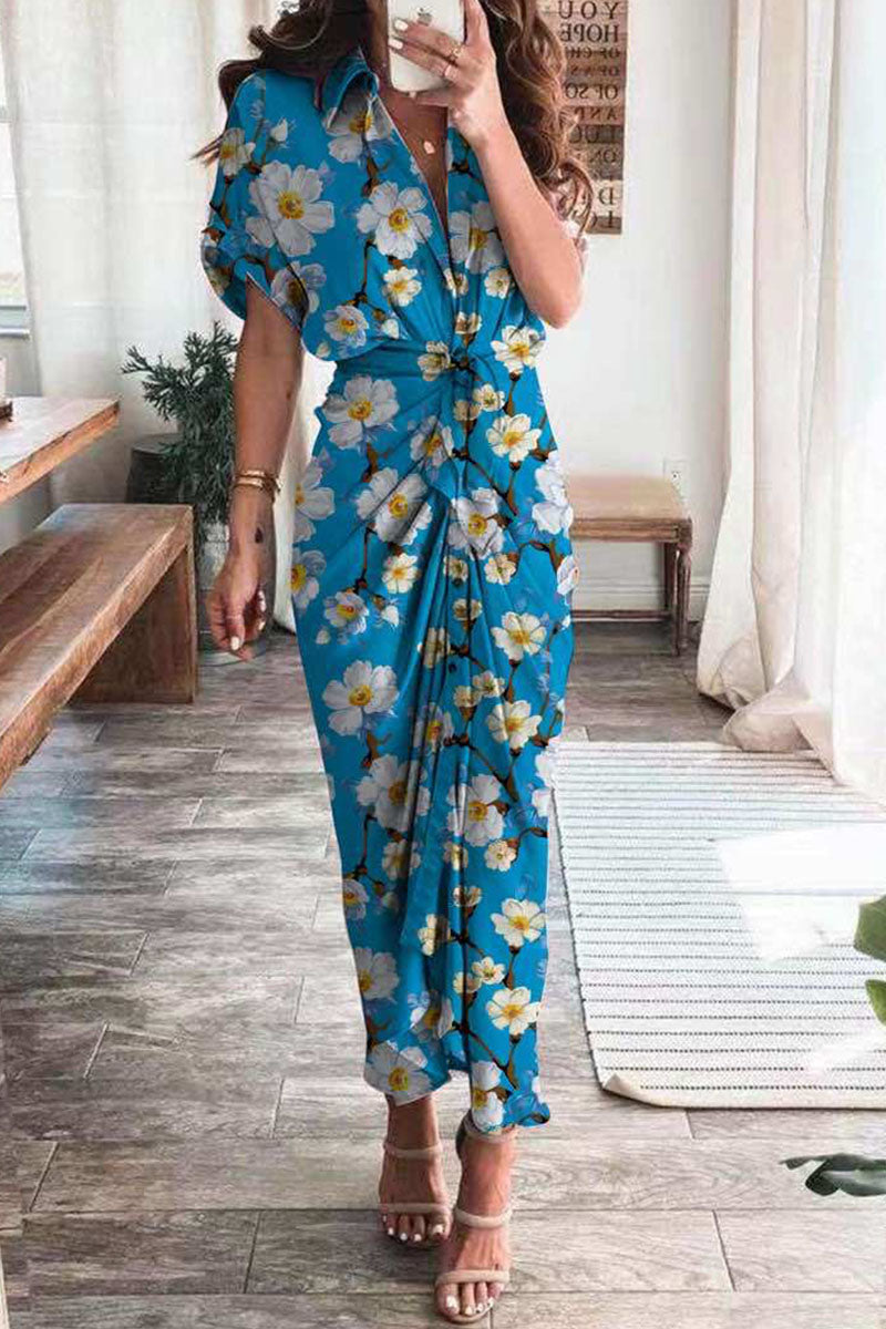 Fashion British Style Print Patchwork Turndown Collar A Line Dresses Fashionpara