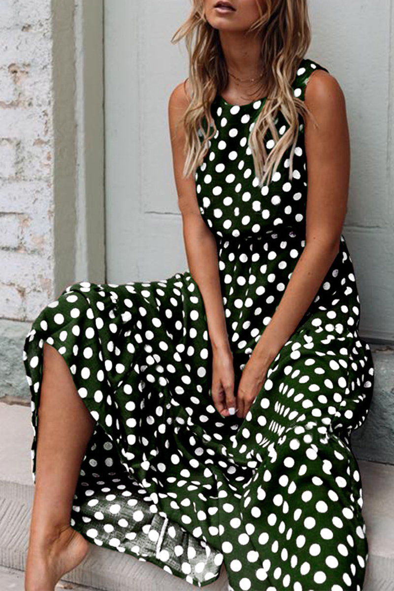 Fashion Street Polka Dot Patchwork O Neck A Line Dresses(5 Colors) Fashionpara