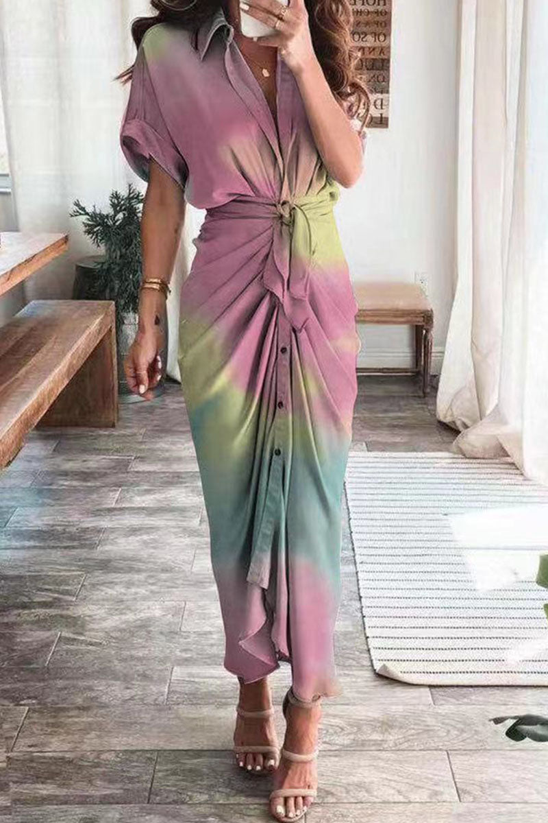 Fashion British Style Print Patchwork Turndown Collar A Line Dresses Fashionpara