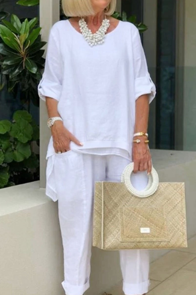 Casual Street Solid Patchwork Pocket O Neck Long Sleeve Two Pieces - Fashionpara