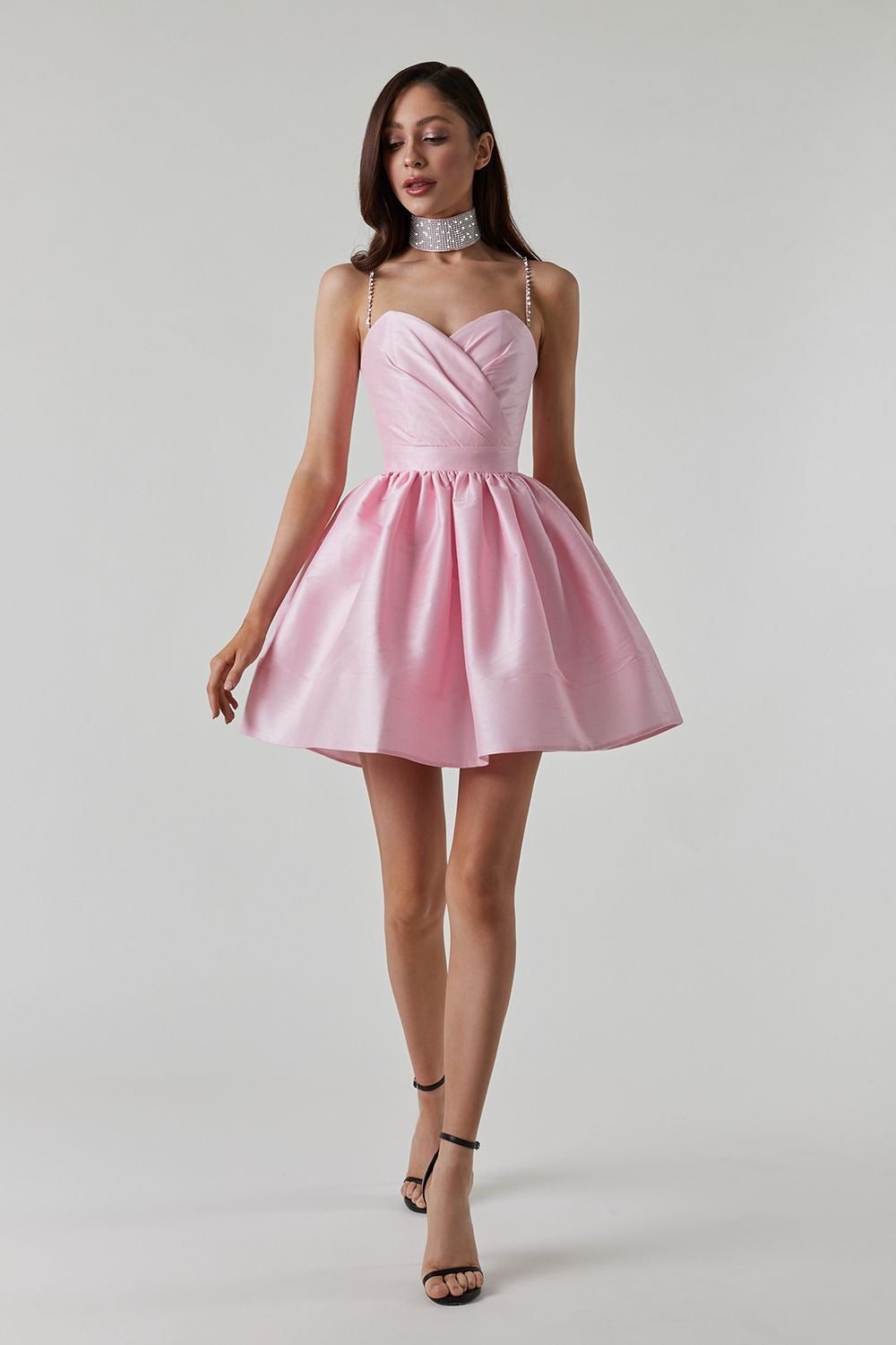 Diamante Strap Sweetheart Fit & Flare Mini Dress 5