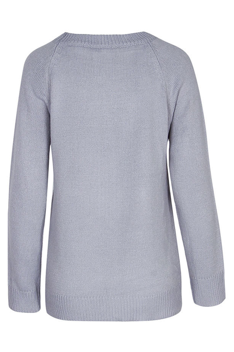 Florcoo Stylish Patchwork O Neck Casual Sweater Tops