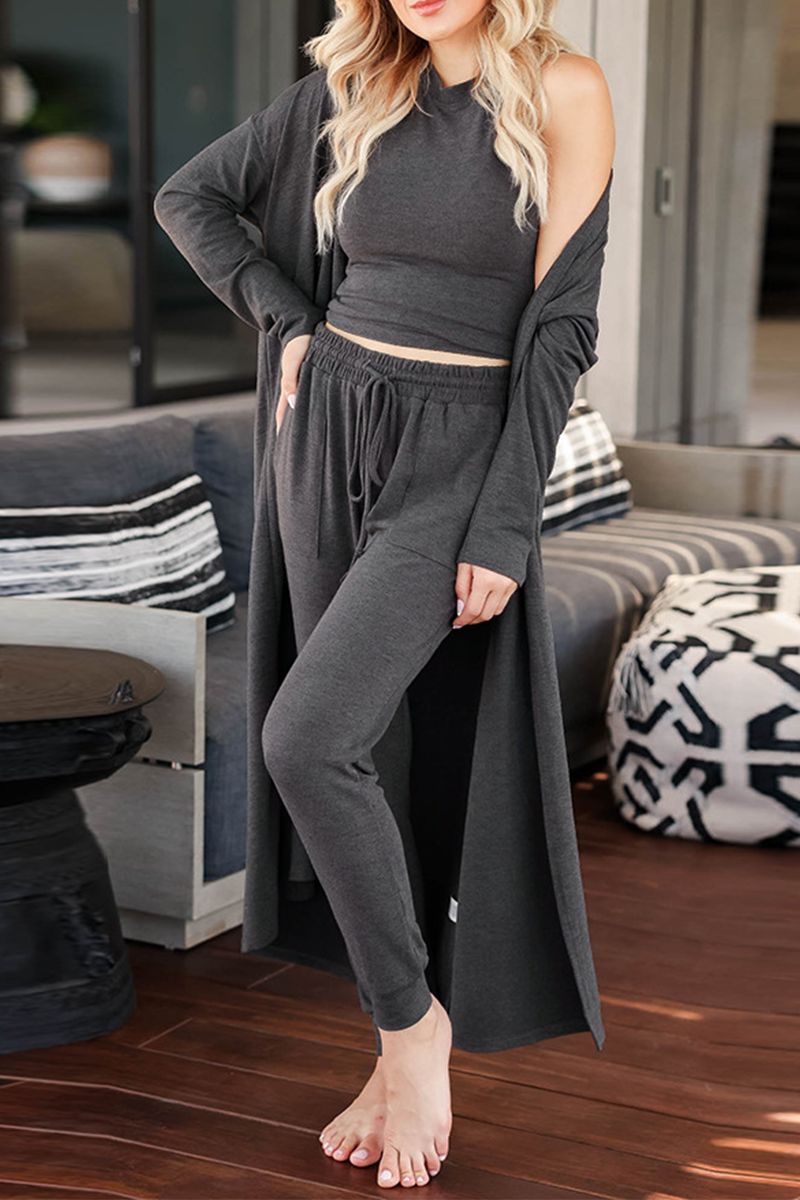 Casual Solid Patchwork O Neck Long Sleeve Three Pieces(4 Colors) - Fashionpara