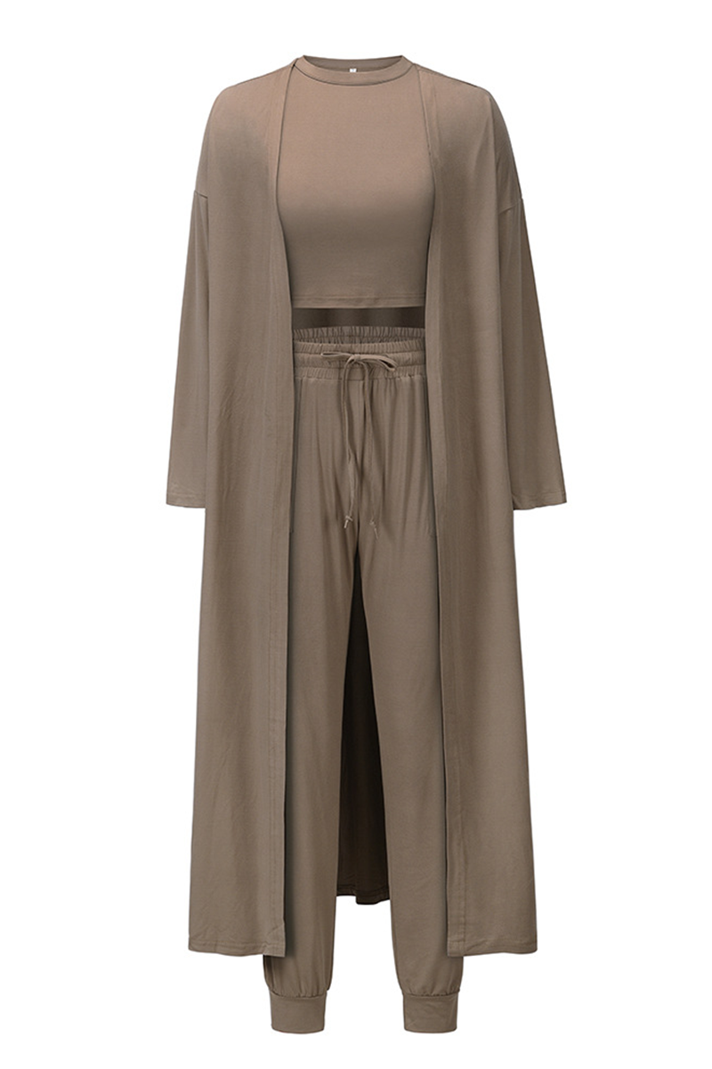 Casual Solid Patchwork O Neck Long Sleeve Three Pieces(4 Colors) - Fashionpara