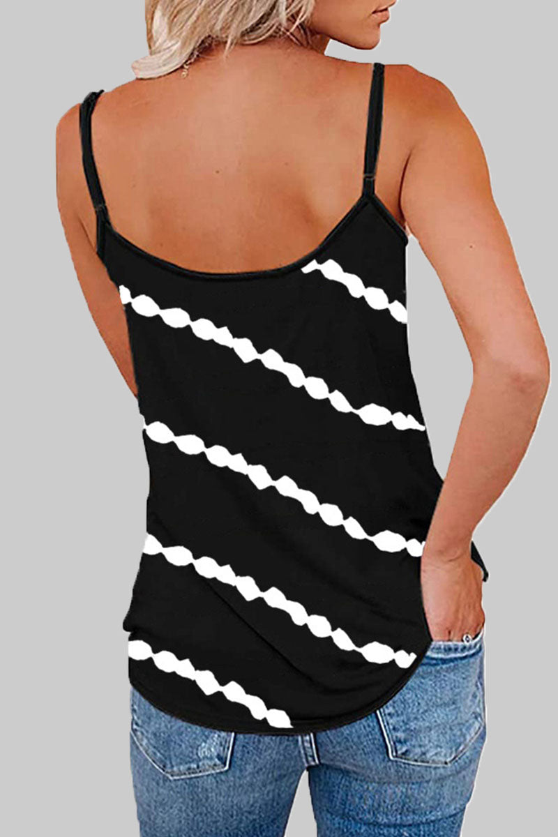 Fashion Casual Striped Print Split Joint V Neck Tops(6 colors)