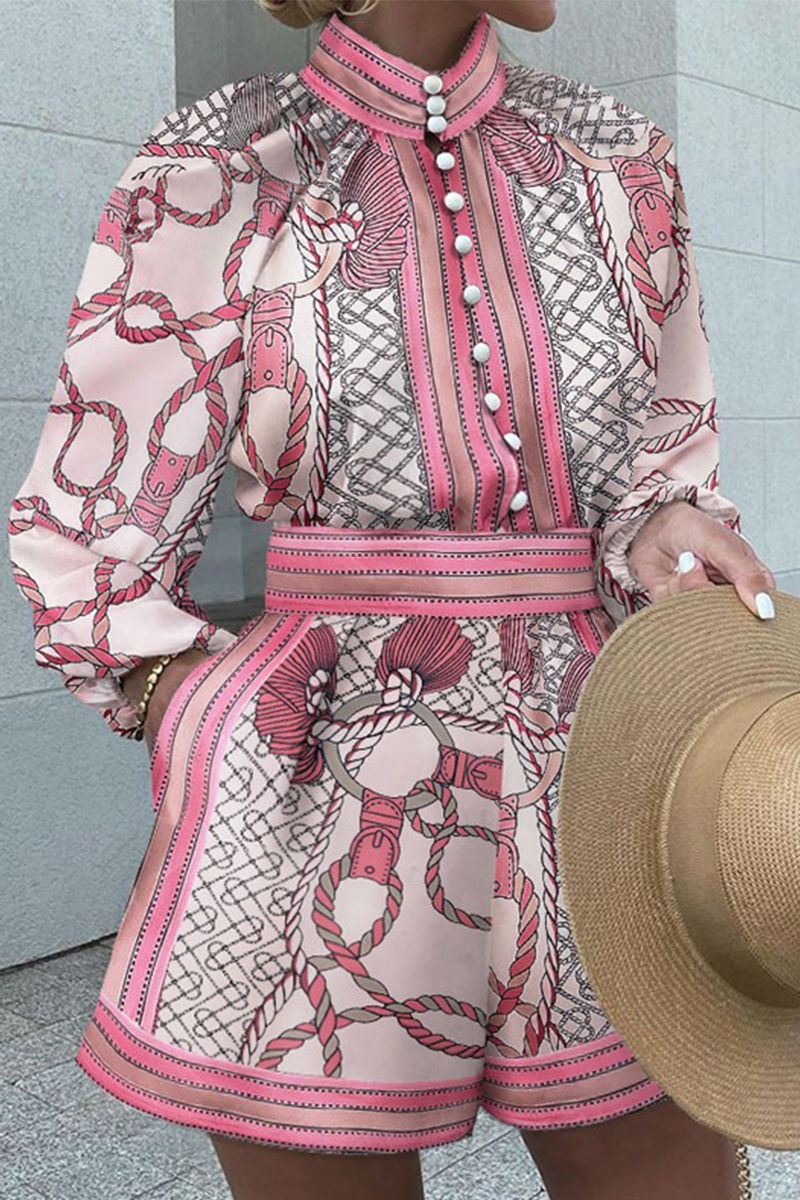 Casual Print Patchwork Half A Turtleneck Long Sleeve Two Pieces Fashionpara