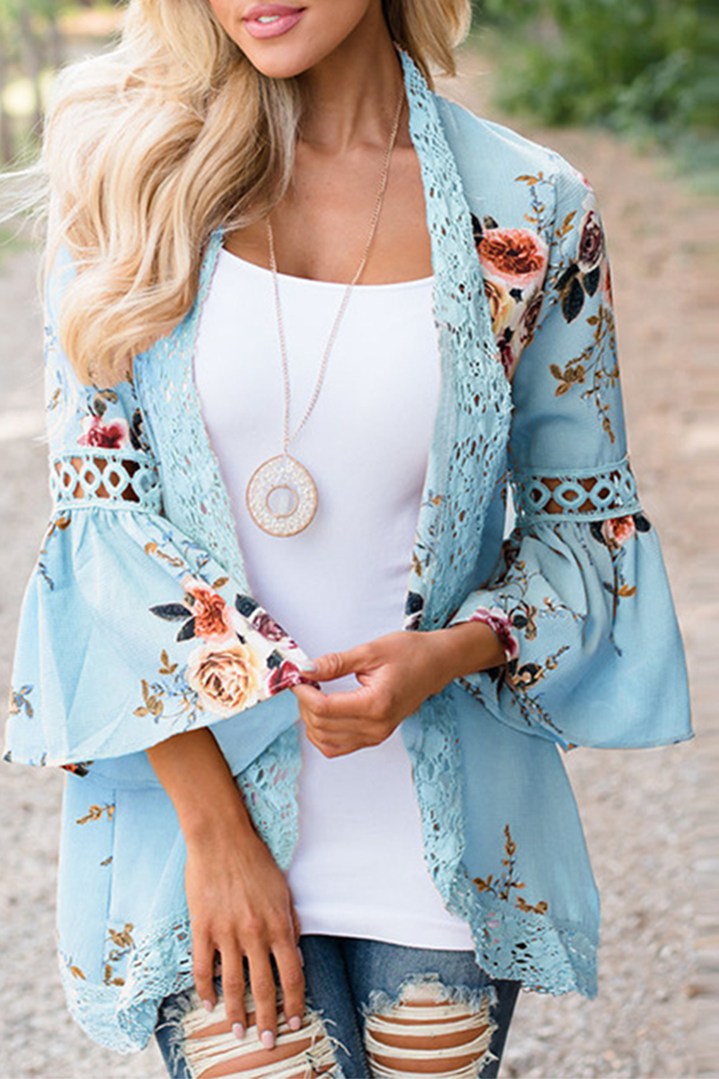Casual Print Patchwork Tops - Fashionpara
