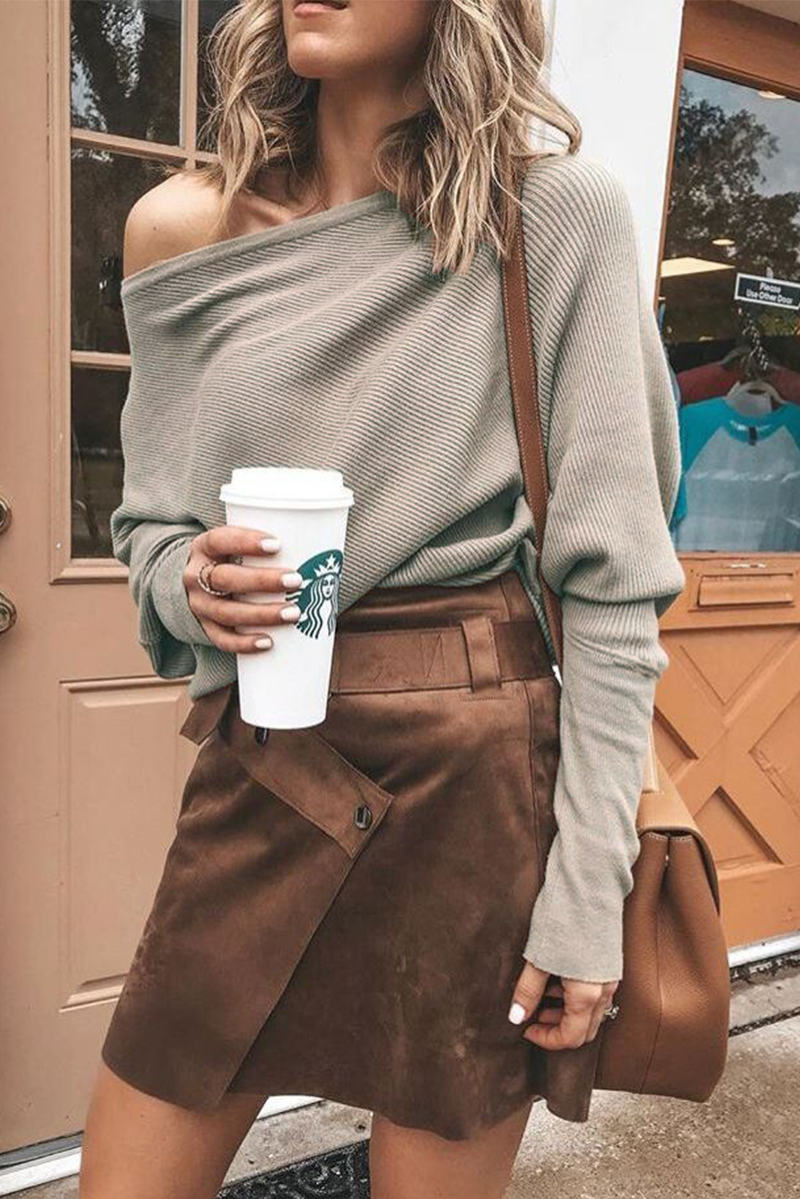 Casual Solid Patchwork One Shoulder Tops(5 Colors) - Fashionpara