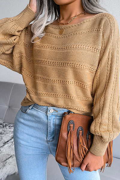 Florcoo Off the Shoulder Casual Patchwork Sweater in 3 Colors