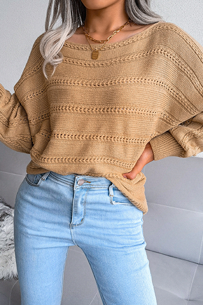 Florcoo Off the Shoulder Casual Patchwork Sweater in 3 Colors