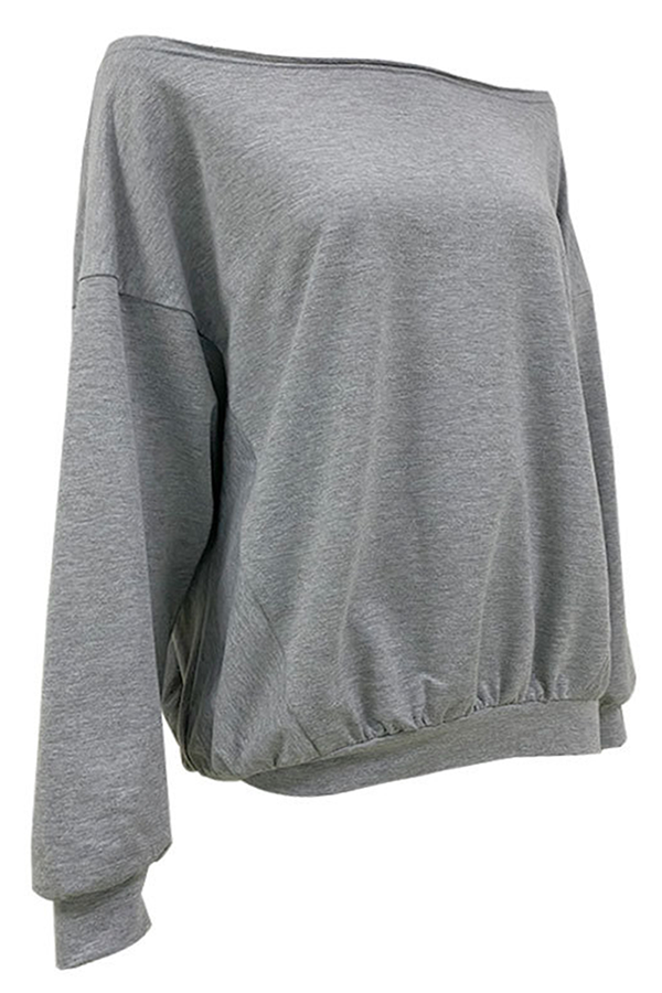 Casual Elegant Solid Patchwork Fold Off the Shoulder Hoodies