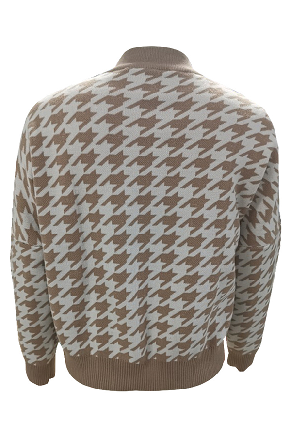 Flornana Geometric Contrast O Neck Sweater in Three Colors