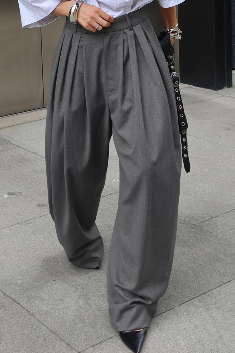 Vintage Pleated Wide-Leg Pants