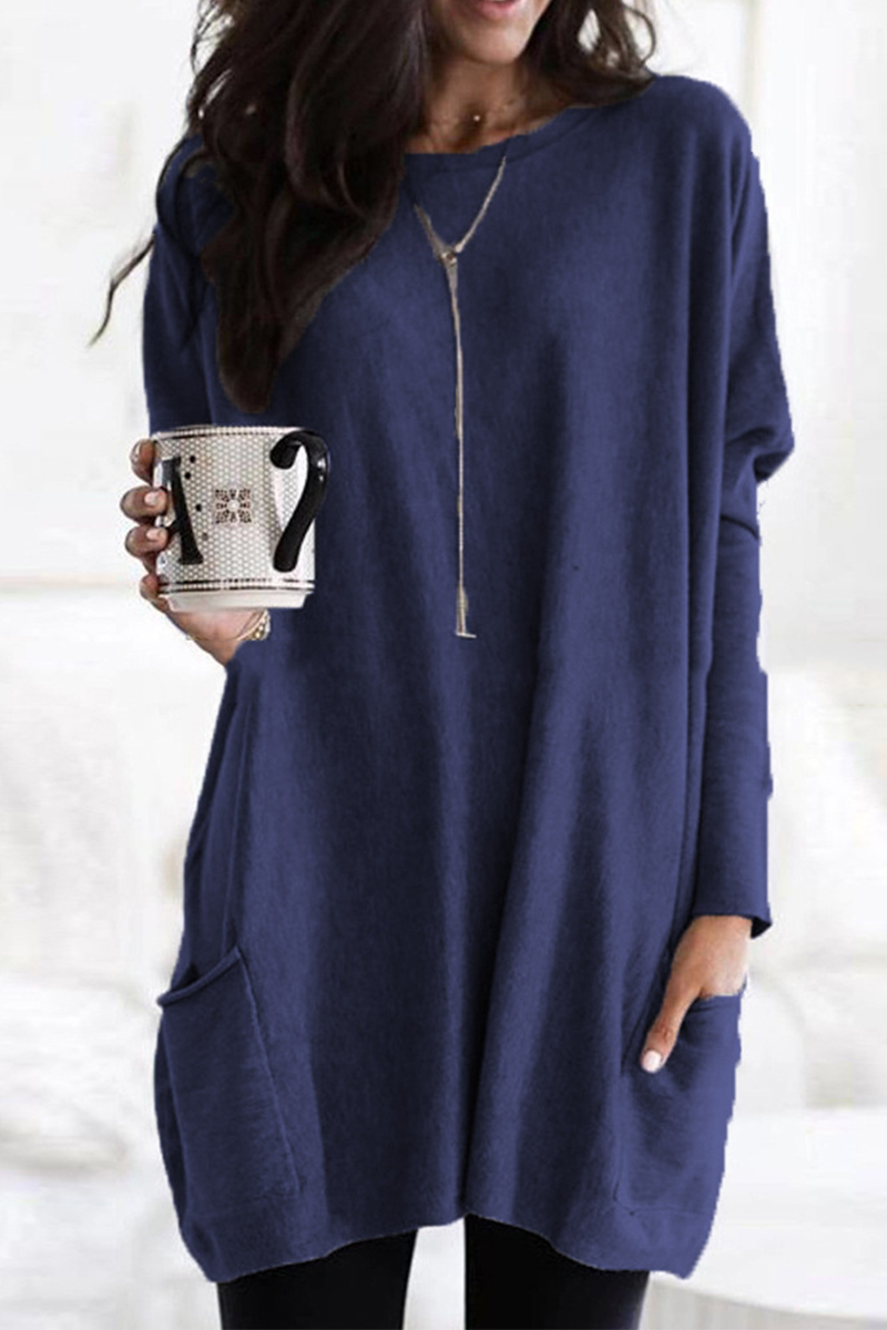 Fashion Solid Patchwork O Neck Tops - Fashionpara