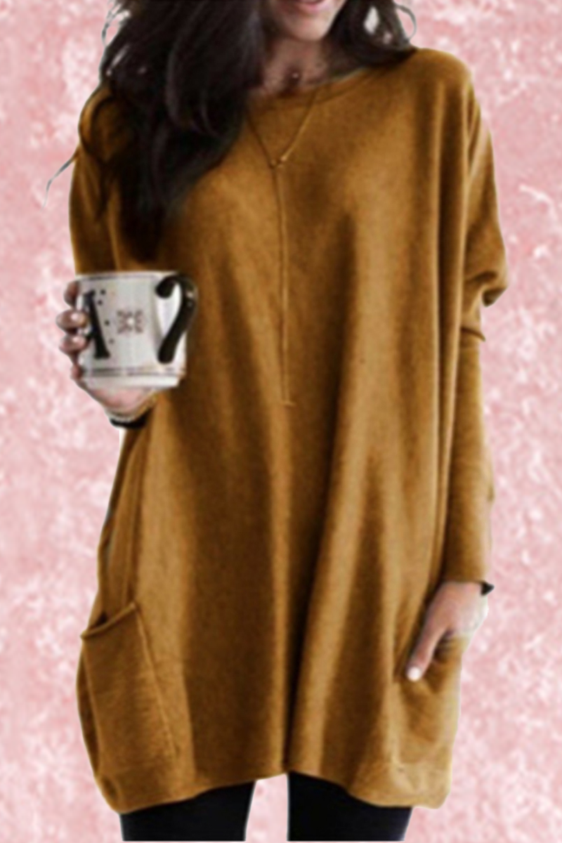 Fashion Solid Patchwork O Neck Tops - Fashionpara