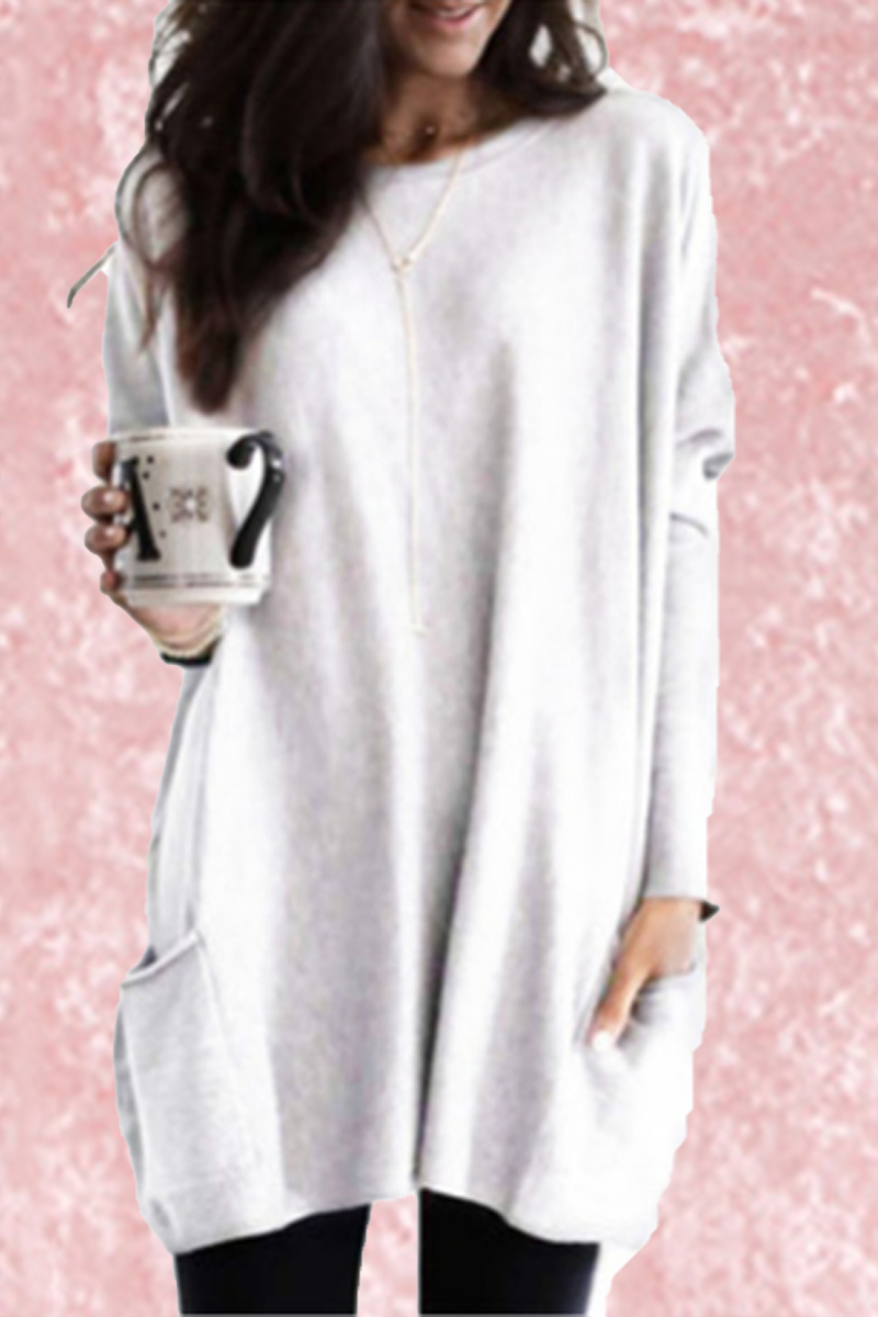 Fashion Solid Patchwork O Neck Tops - Fashionpara