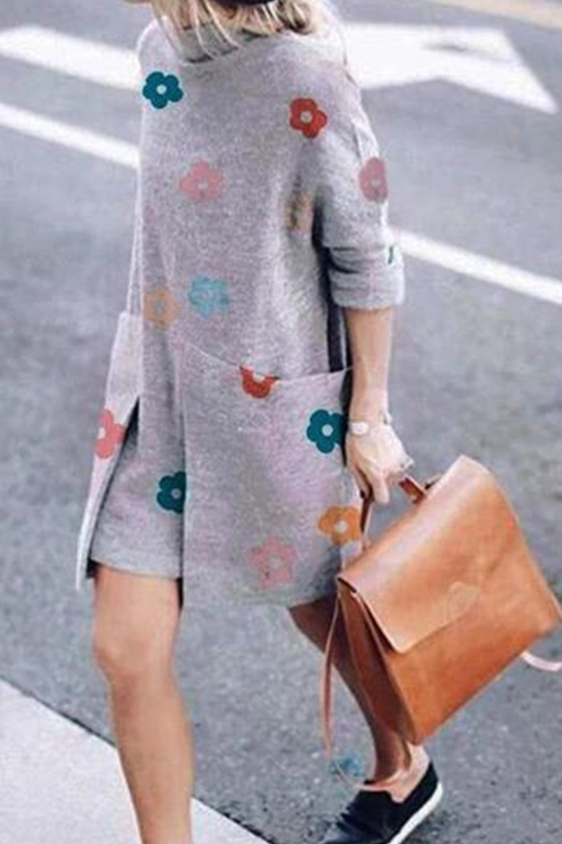 Casual Print Patchwork Half A Turtleneck Straight Dresses Fashionpara