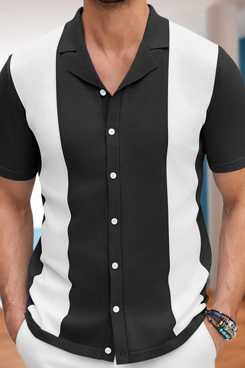 Uniqshe Men's Casual Short Sleeve Hawaiian Polo Cardigan