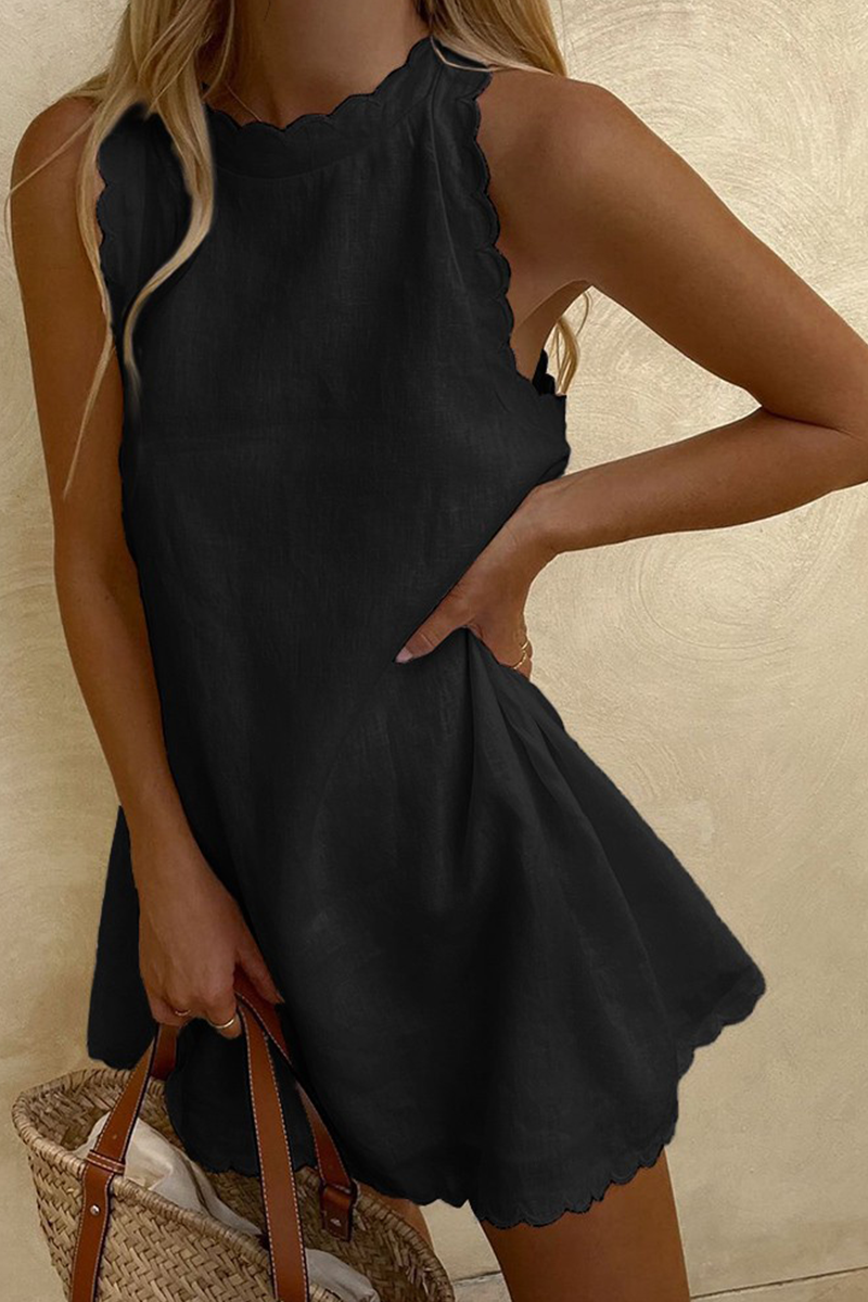 Casual Solid Patchwork O Neck Straight Dresses(7 Colors) - Fashionpara