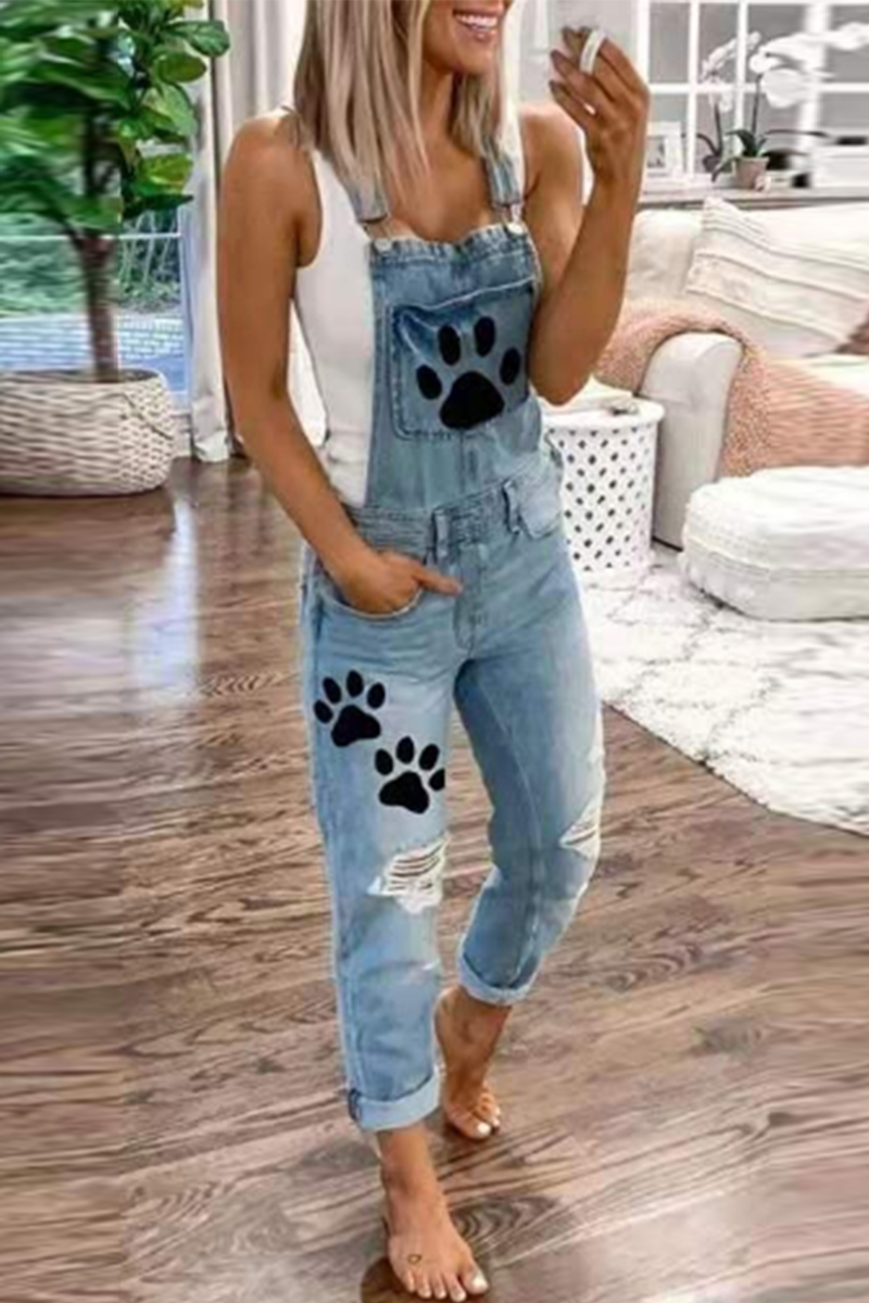 Casual Print Patchwork Square Collar Harlan Jumpsuits Fashionpara