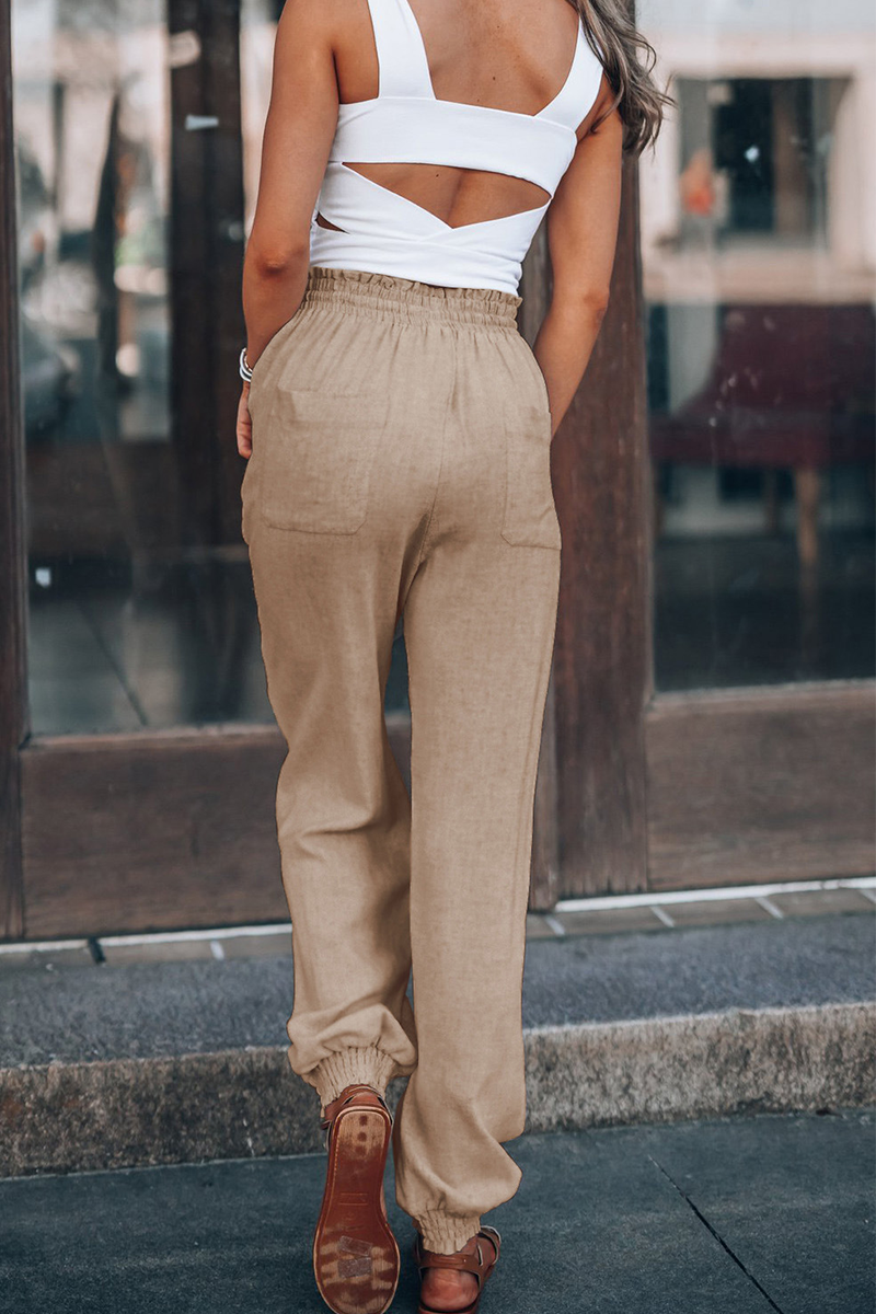 Casual Solid Patchwork Harlan Mid Waist Harlan Solid Color Bottoms(6 Colors) - Fashionpara