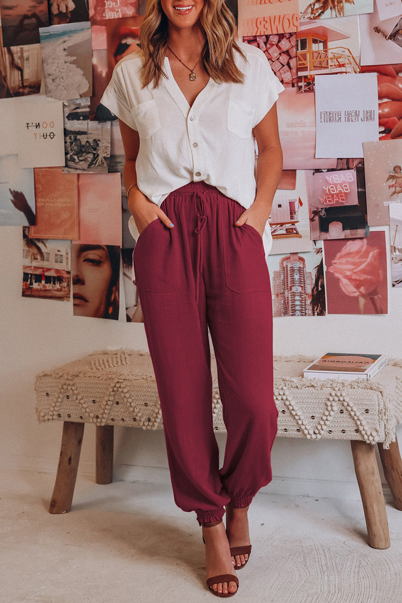 Casual Solid Patchwork Harlan Mid Waist Harlan Solid Color Bottoms(6 Colors) - Fashionpara