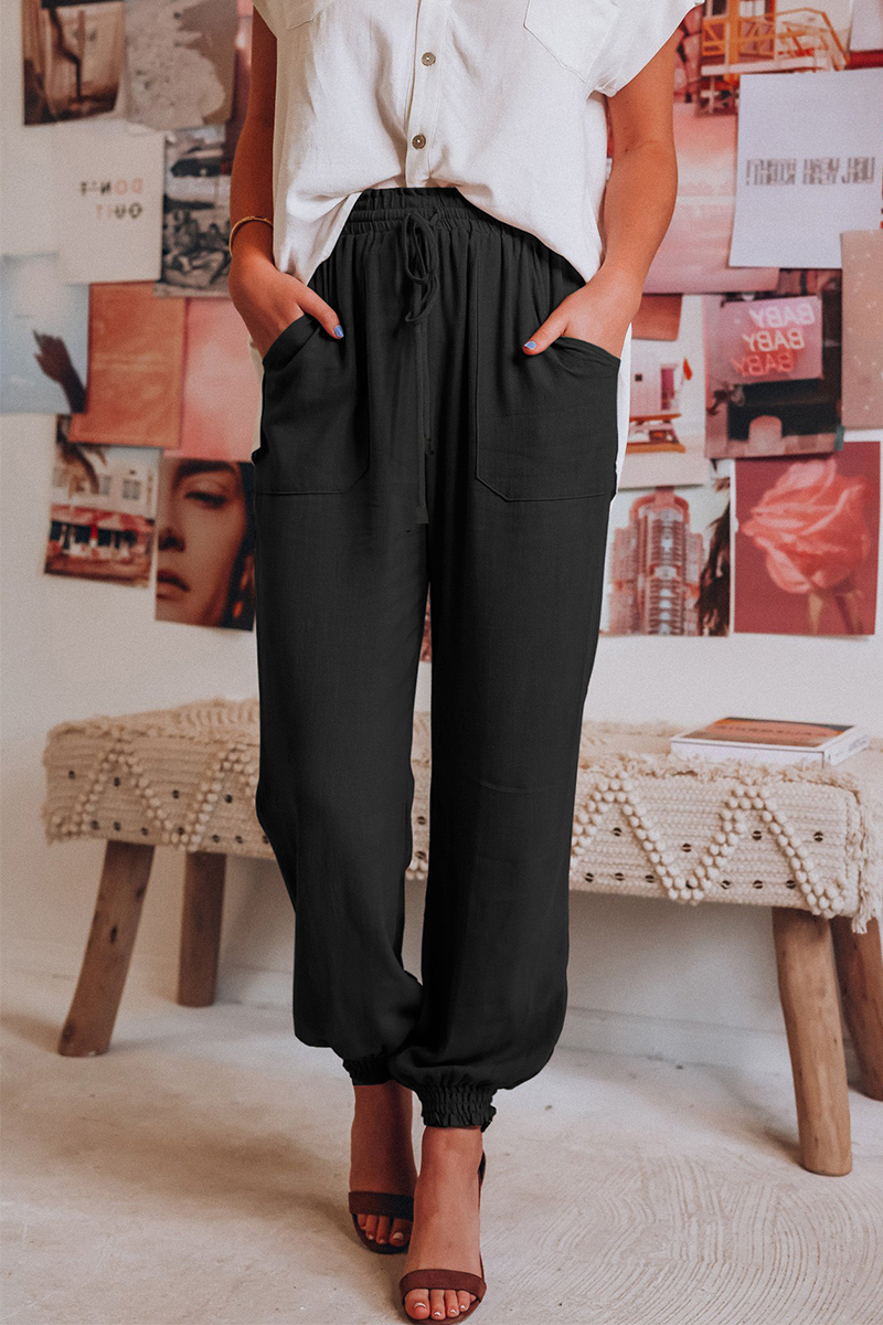 Casual Solid Patchwork Harlan Mid Waist Harlan Solid Color Bottoms(6 Colors) - Fashionpara