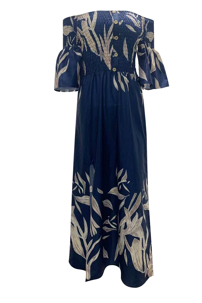 Fashion Street Print Slit Off the Shoulder Irregular Dresses(3 Colors) Fashionpara