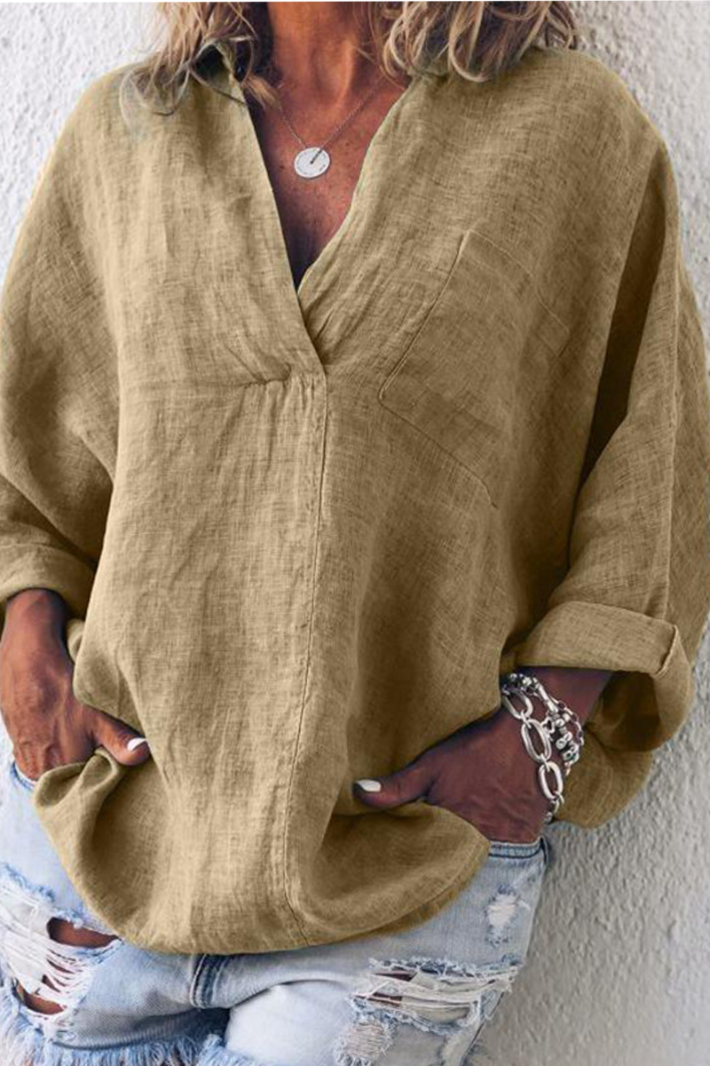 Casual Solid Patchwork Turndown Collar Blouses(5 Clolrs) Fashionpara