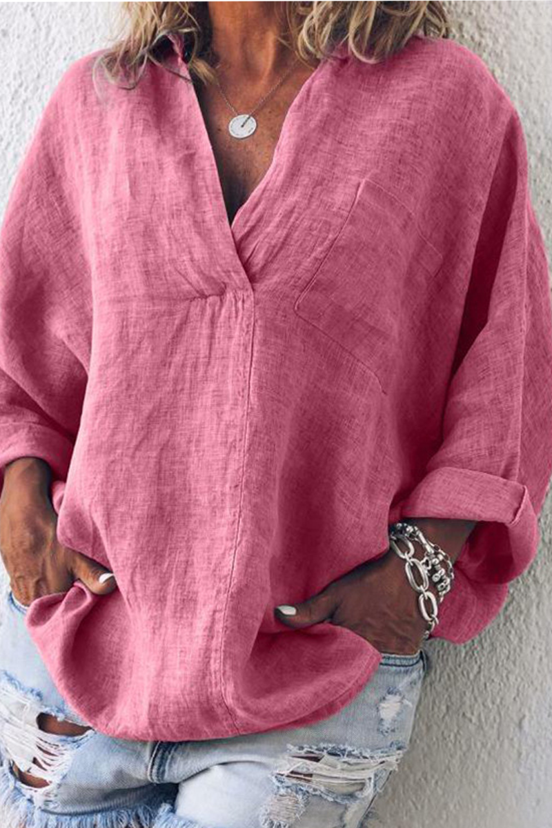 Casual Solid Patchwork Turndown Collar Blouses(5 Clolrs) Fashionpara