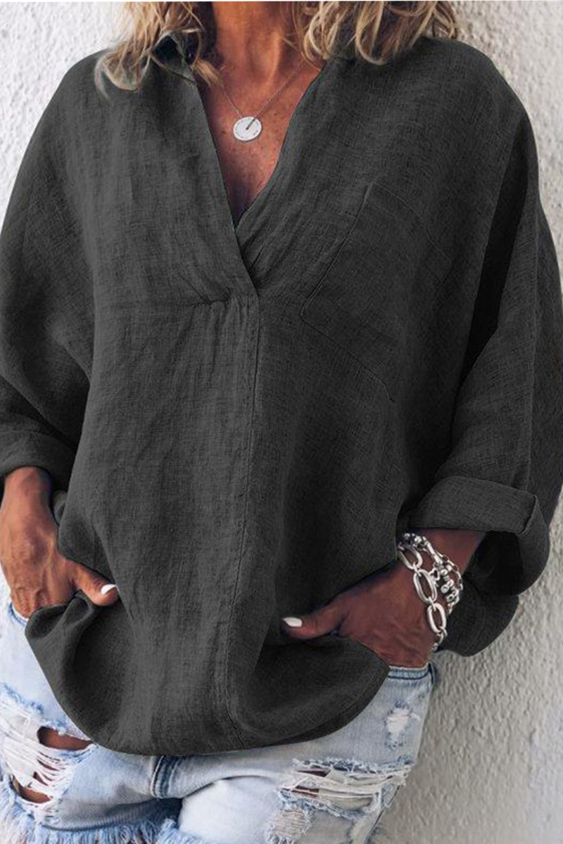 Casual Solid Patchwork Turndown Collar Blouses(5 Clolrs) Fashionpara